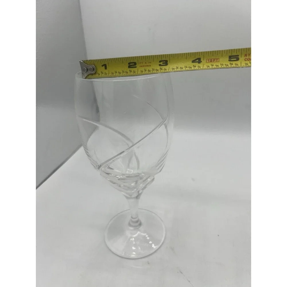 Villeroy & Boch Foglia Crystal Wine Goblets Set of 2 Frosted Leaf Cut Glass EUC